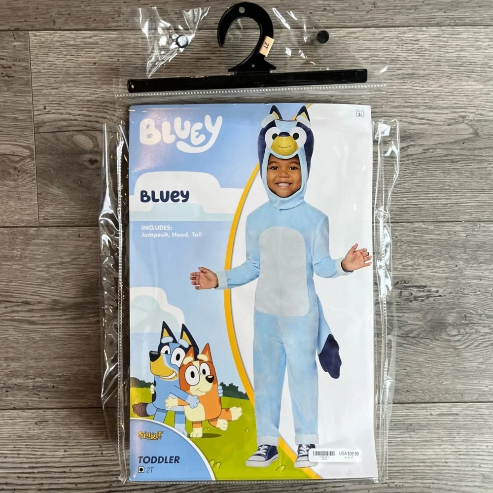 Spirit Halloween Toddler Bluey Costume Jumpsuit with Tail & Headpiece Size 2T